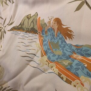 Tommy Bahama Button Down Hula Girl Mens S Beige Silk Camp Geisha Bamboo Outdoor
